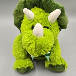 Inter-American Products Green Triceratops Dinosaur Plush Plaid Bow 11 inch 2017